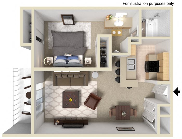 Geneva Floor Plan - One Bed One Bath Geneva Floor Plan - One Bed One Bath, at The Madison Park Apartments, 2235 W Broadway